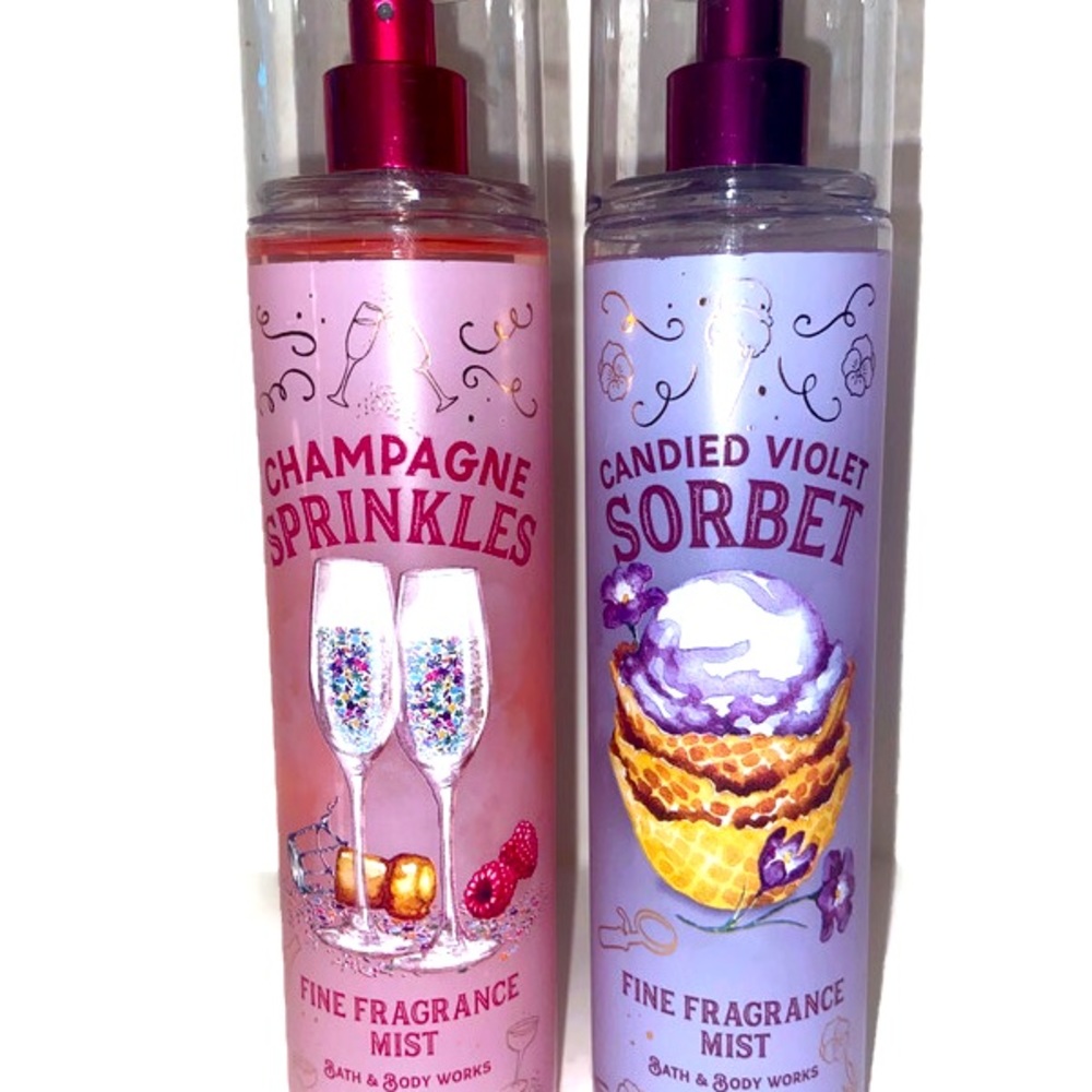 NEW! BATH AND BODY WORKS CHAMPAGNE SPRINKLES & CANDIED VIOLET SORBET 8 fl Oz